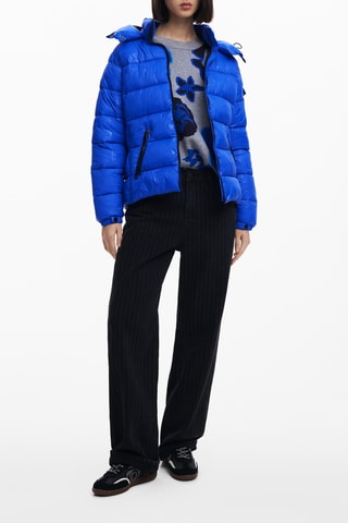 Piumino regular con cappuccio - Blu