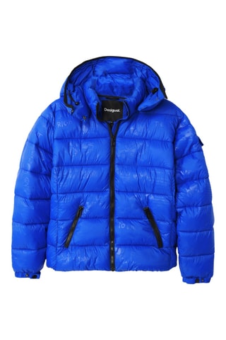 Piumino regular con cappuccio - Blu