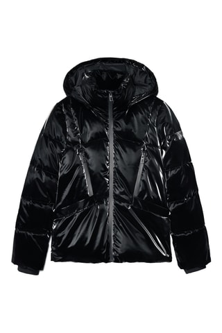 Piumino regular con cappuccio - Nero