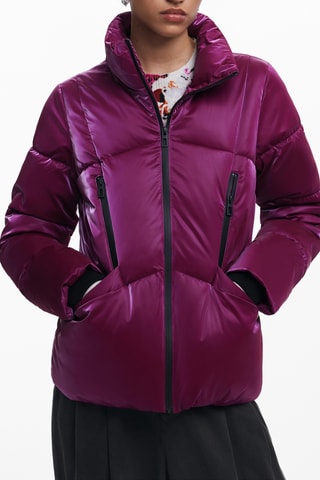 Piumino regular con cappuccio - Viola