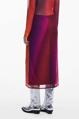 Gonna midi dip and dye - Rosso sfumato