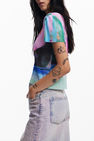 Top slim - Rosa e verde