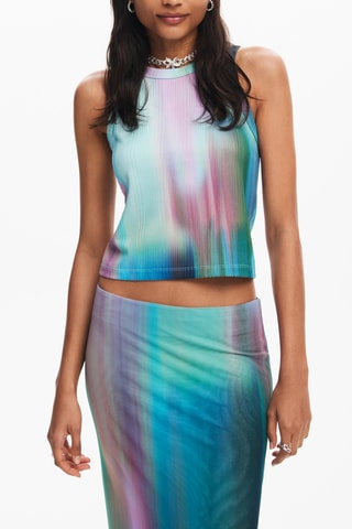 Crop top dip and dye - Azzurro