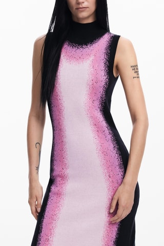 Abito taglio dritto - Nero e rosa