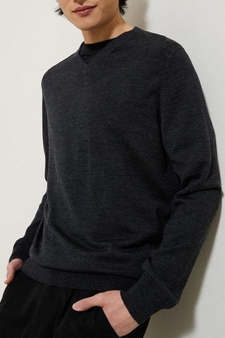 Maglia in lana merino - Grigio scuro melange