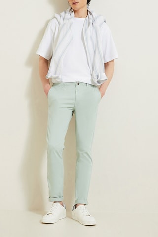 Pantaloni chino slim in cotone bio - Verde acqua - Lunghezza 34