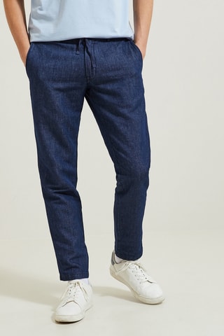 Jean relaxed en lin - Bleu