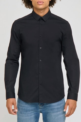 Camicia slim in cotone bio - Nero