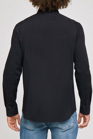 Camicia slim in cotone bio - Nero