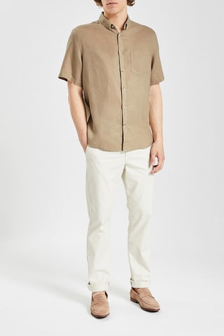 Camicia regular in lino - Beige