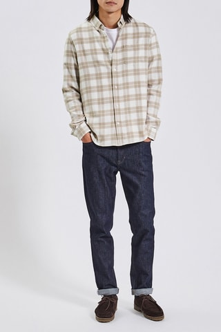 Camicia regular - Bianco e beige