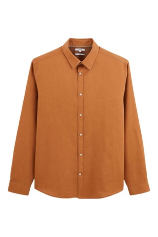 Camicia regular in lino - Cammello