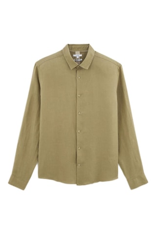 Camicia regular in lino - Kaki