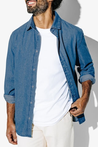 Camicia regular in jeans - Cobalto