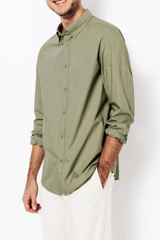 Camicia regular in cotone bio - Verde chiaro