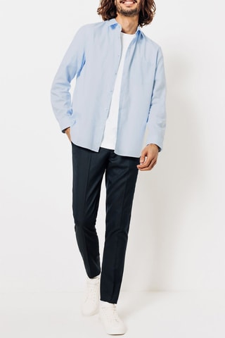 Camicia regular in lino - Celeste