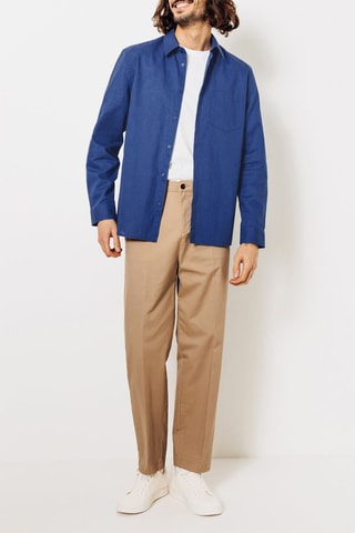 Camicia regular in lino - Blu elettrico