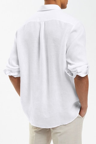 Camicia regular in lino - Bianco
