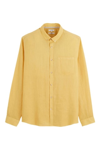 Camicia regular in lino - Giallo