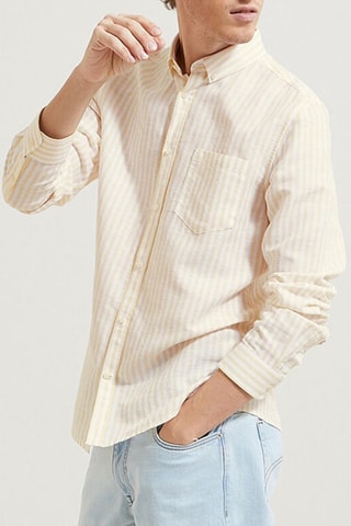 Camicia regular in lino - Giallo