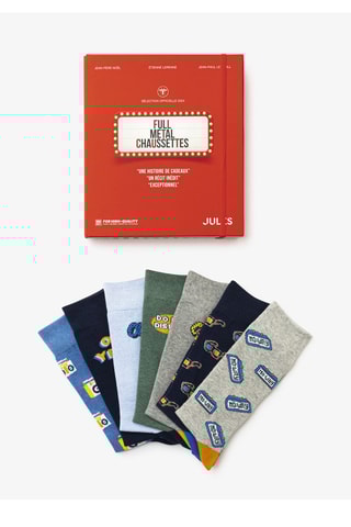 7 paia di calze in cotone bio - Celeste e grigio