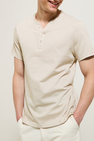 T-shirt slim in cotone bio - Beige