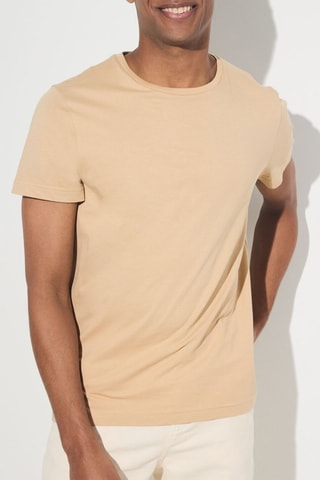 T-shirt slim in cotone bio - Beige