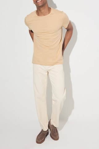 T-shirt slim in cotone bio - Beige