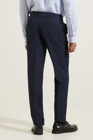 Pantaloni da completo slim in lino - Blu