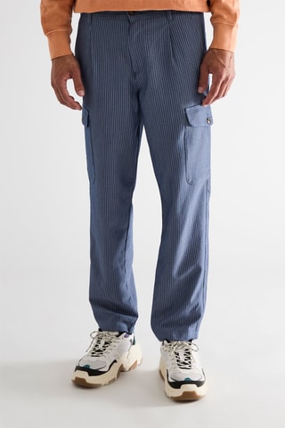 Pantalon cargo - Bleu marine et blanc