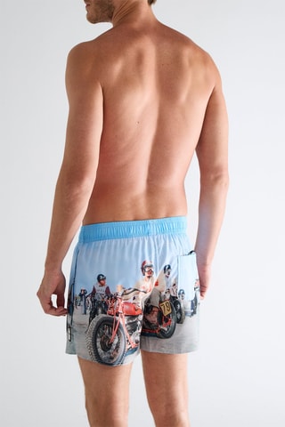 Short de bain - Bleu et blanc