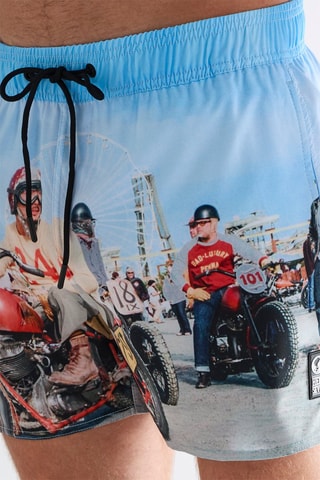 Short de bain - Bleu et blanc