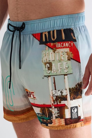 Short de bain - Ciel et orange