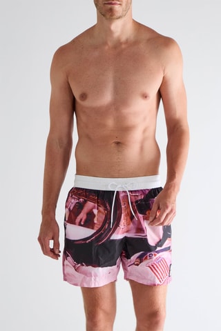 Short de bain - Noir et rose poudré