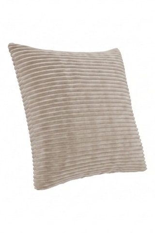 Coussin - Beige - 50 x 50 x 7 cm - Toucher velours côtelé