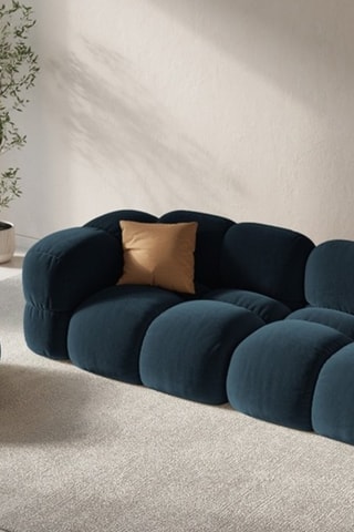 Pouf Loretto - Bleu pétrole - Toucher velours