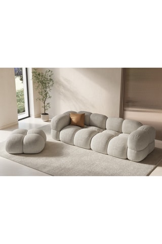 Pouf Loretto - Beige clair - Toucher velours