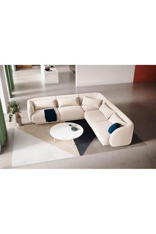 Canapé d'angle réversible Tulum - Beige clair - 5 places - Velours