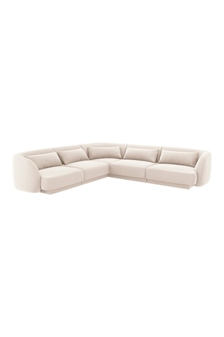 Canapé d'angle réversible Tulum - Beige clair - 5 places - Velours