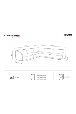 Canapé d'angle réversible Tulum - Beige clair - 5 places - Velours