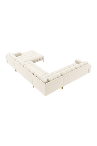 Canapé d'angle gauche panoramique Bali - Beige clair - 7 places - Toucher velours