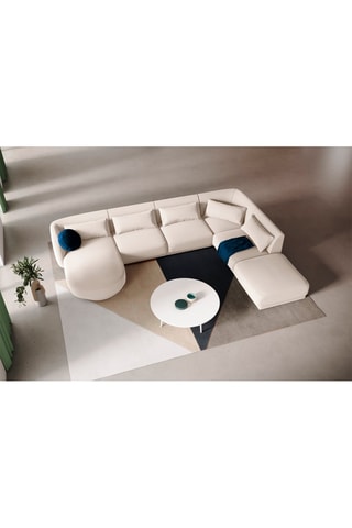 Canapé d'angle droit panoramique Tulum - Beige clair - 6 places - Velours