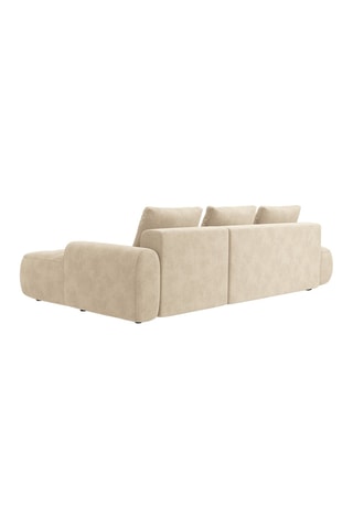 Canapé d’angle droit convertible Linz - Beige clair - 3 places - En tissu velours
