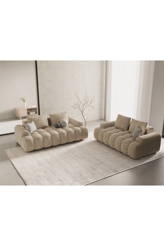 Canapé Linz - Beige clair - 3 places - Tissu velours