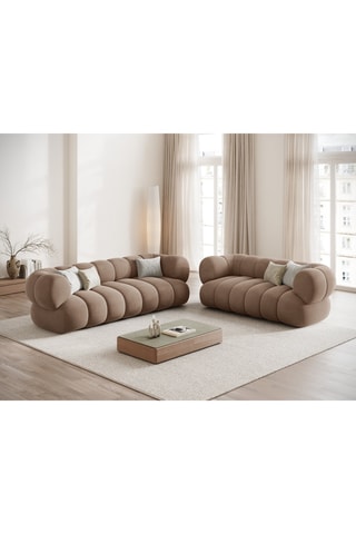 Canapé Koge - Beige foncé - 3 places - Toucher velours