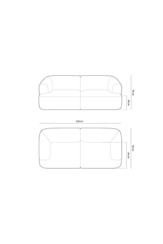 Canapé modulaire Campi - Beige foncé - 3 places - Toucher velours