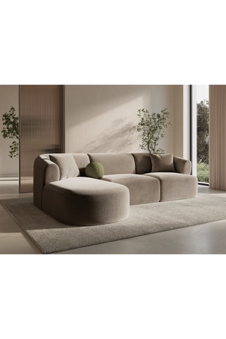 Canapé d'angle gauche modulaire Campi - Beige foncé - 4 places - En polyester