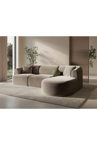 Canapé d'angle droit modulaire Campi - Beige foncé - 4 places - En polyester