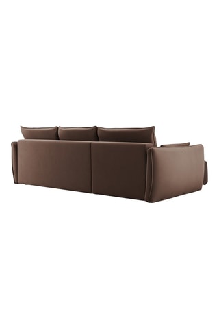 Canapé d’angle droit convertible Matera - Marron - 4 places - En tissu velours