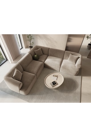 Canapé d'angle symétrique modulable Campi - Beige - 6 places - En polyester